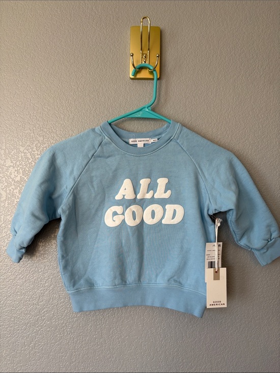Good American Other - Good American Kids Light Blue "ALL GOOD" Pullover Sweatshirt